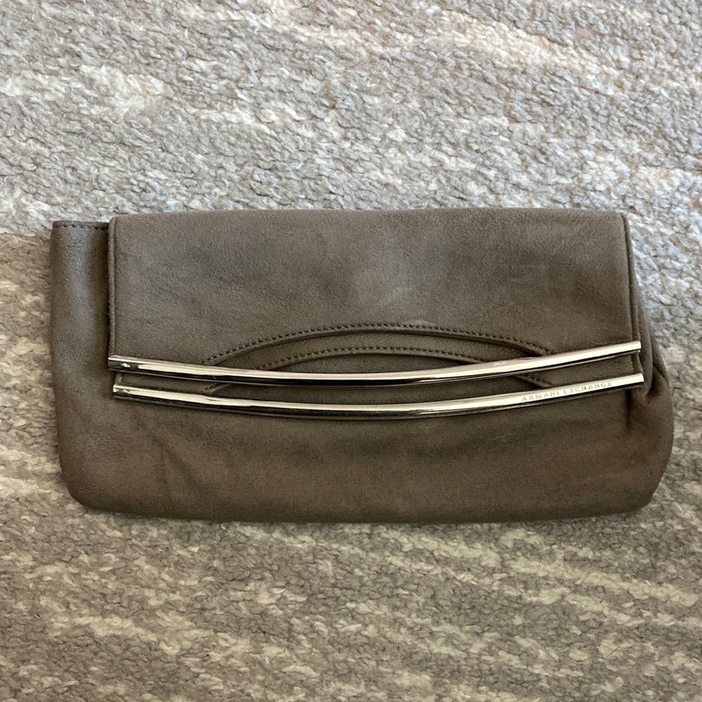 Armani Exchange Grey Suede Clutch